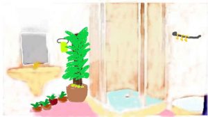 Small bath room with big plant edited